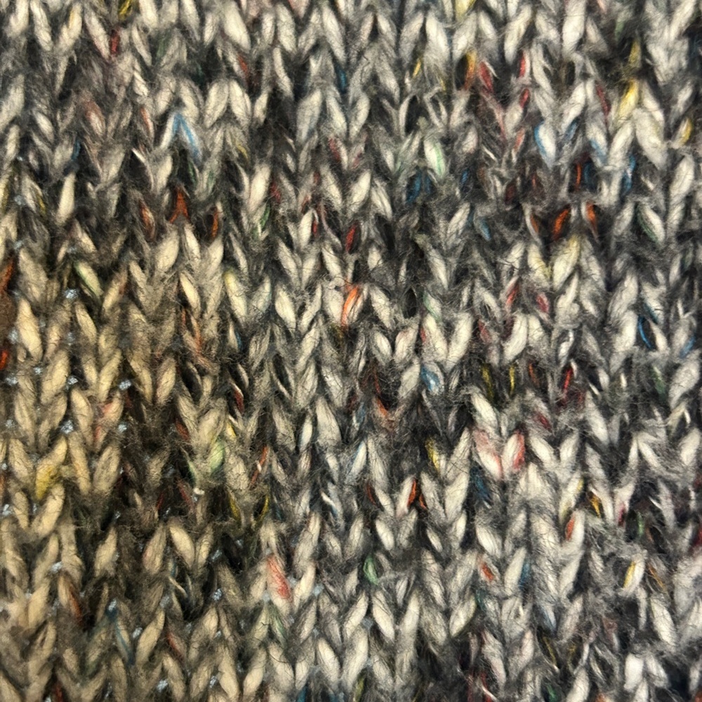 LOFT Gray Open-Front Cardigan Sweater Marled Gray Burgundy White Size Small - Picture 2 of 13